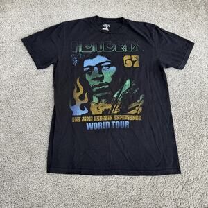 Authentic Hendrix Jimi Hendrix Shirt Mens Medium Black 67 World Tour Graphic Tee